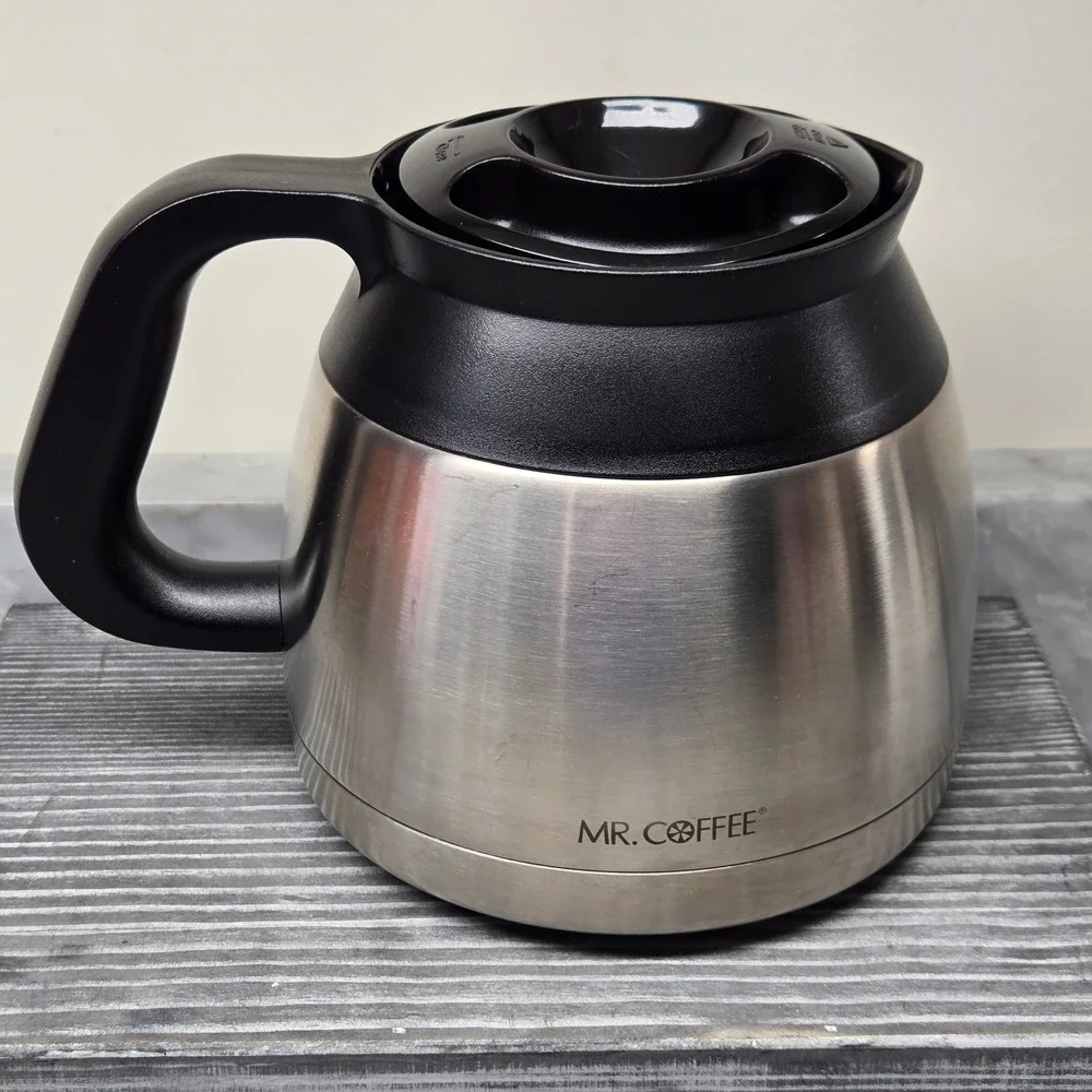 Mr. Coffee Carafe Stainless Steel Thermal 8 Cup Pot Replacement Black Lid Handle